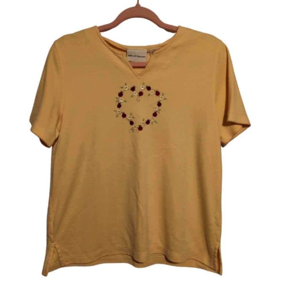 Alfred Dunner Embroidered Women's Short Sleeve T-shirt Size S